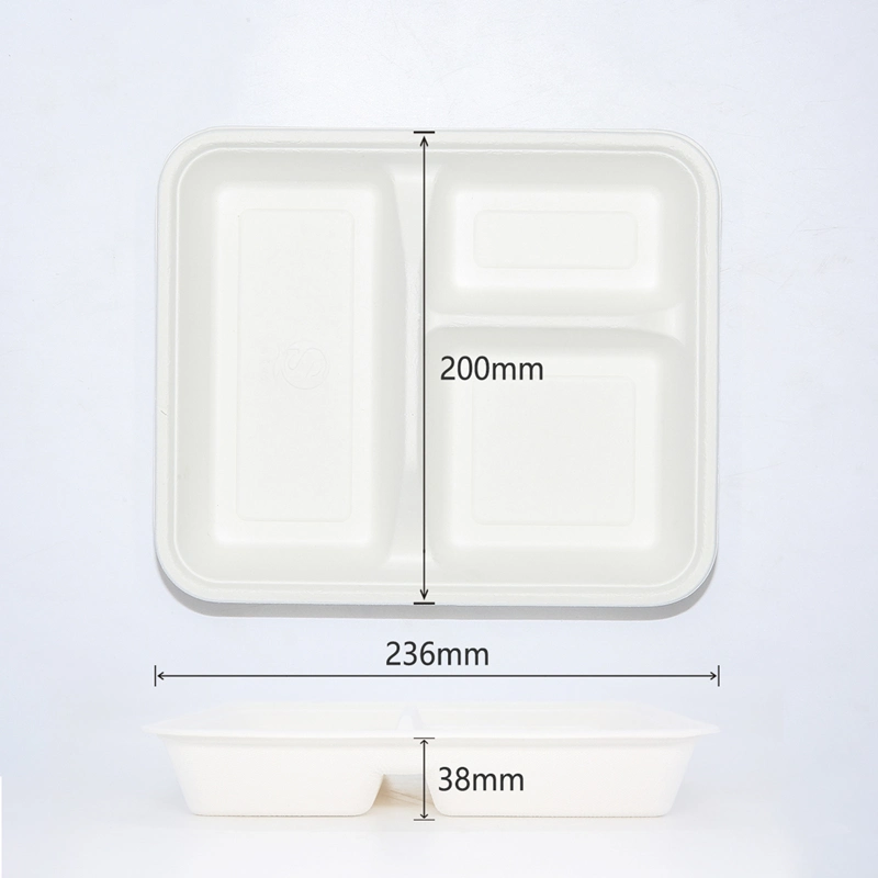 Manufacturer Biodegradable Food Packaging Disposable Plates 5 Compartment Serving Tray Dinnerware Sets