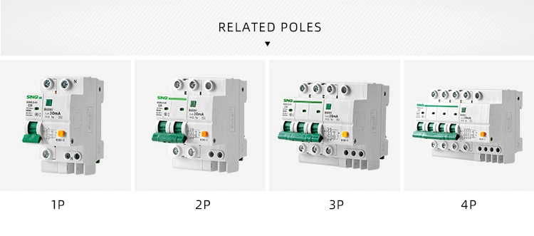 Factory Price Singi 1-4p MCB Electrical Breakers Mini Miniature Circuit Breaker Sg65le-63