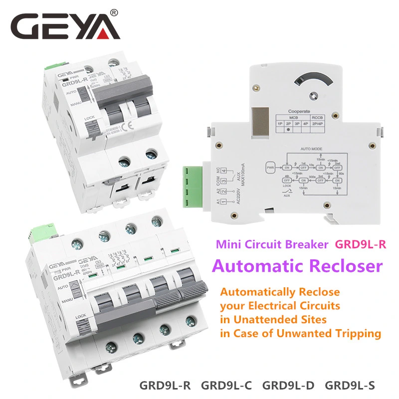 Geya Grd9l Automatic RCCB Auto Reclosing ELCB Auto Recloser 2p 4p RCCB Residual Current Circuit Breaker