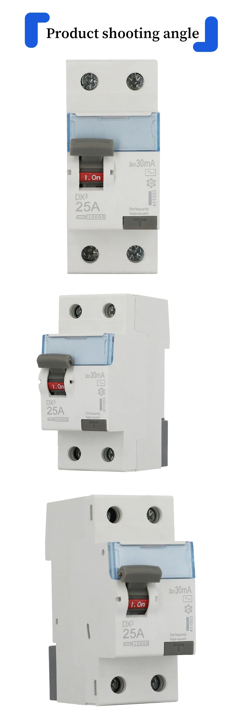 Dx3 AC Residual Breakers ELCB Circuit Breakers RCCB 40A63A 2p4p 30mA 300mA Earth Leakage