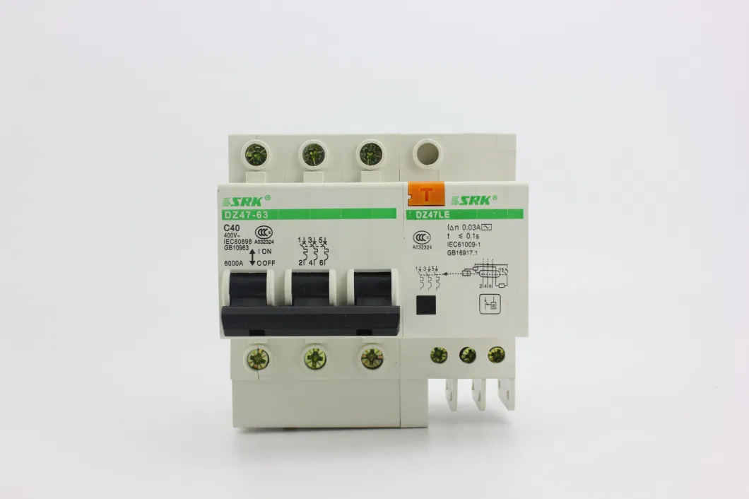 Dz47le 3 Pole 3p+N 40A RCBO Earth Leakage Circuit Breaker