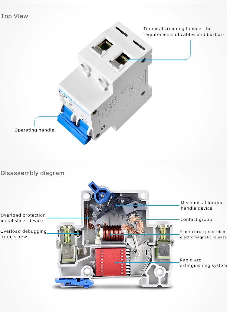 Factory Price MCB Air Singi Mini Circuit Breaker 1p 2p DC Dz47-63