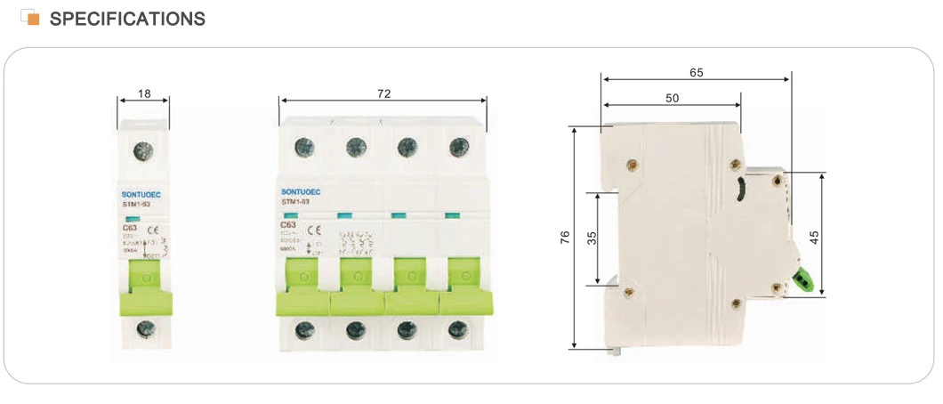 Stm1-63 MCB Circuit Breaker GFCI Circuit Breaker Vs Distribution Box