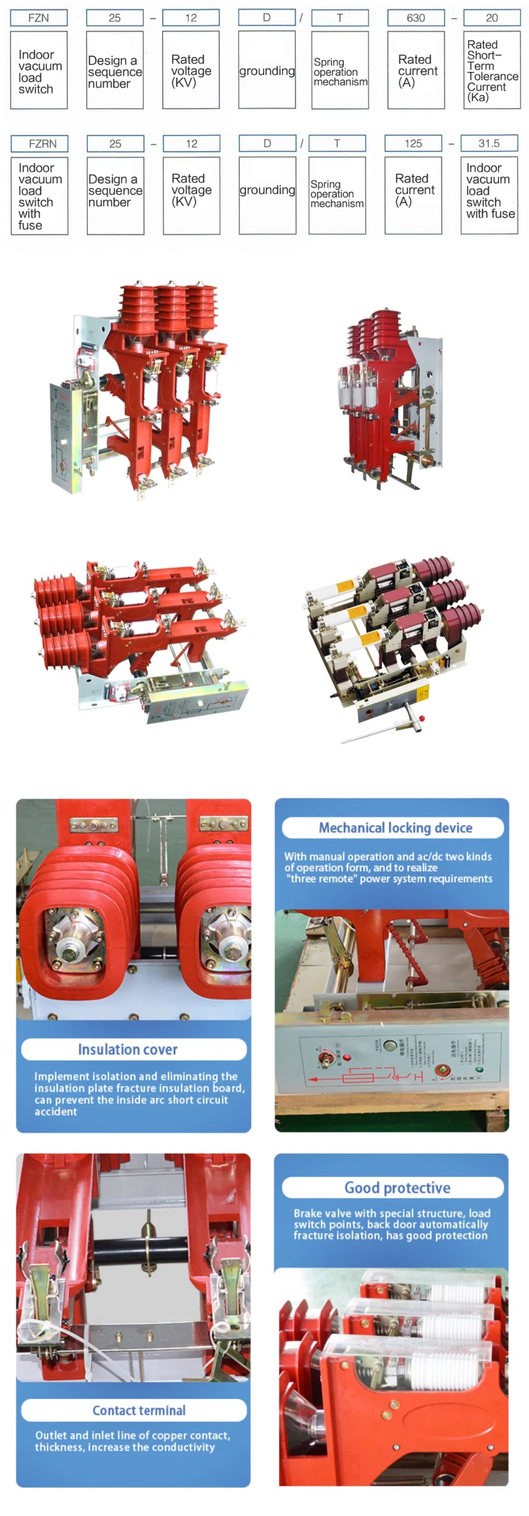 High Voltage Breaker 12kv Electric Three Pole Vacuum with Fuse Load Switch Circuit Breaker Vcb