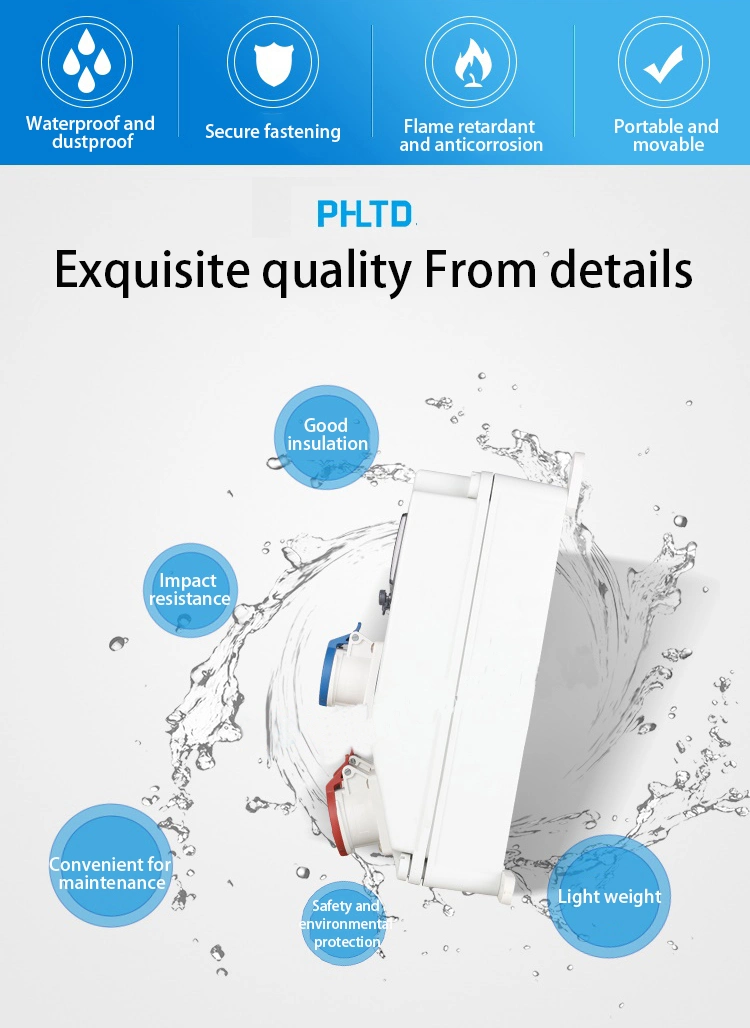 Mobile Socket Board OEM ODM IP65 32A/16A 5p/3p Wall Mounted Plastic Outdoor Electrical Distribution with Wall Mounted