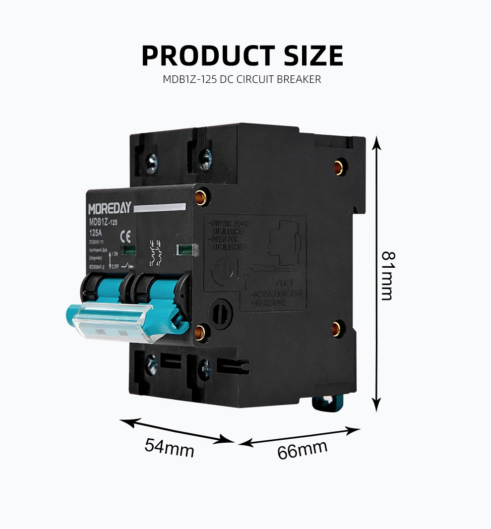 10ka High Quality DC500V 1000V 2p 4p 80A 100A 125A DC MCB Mini Circuit Breaker