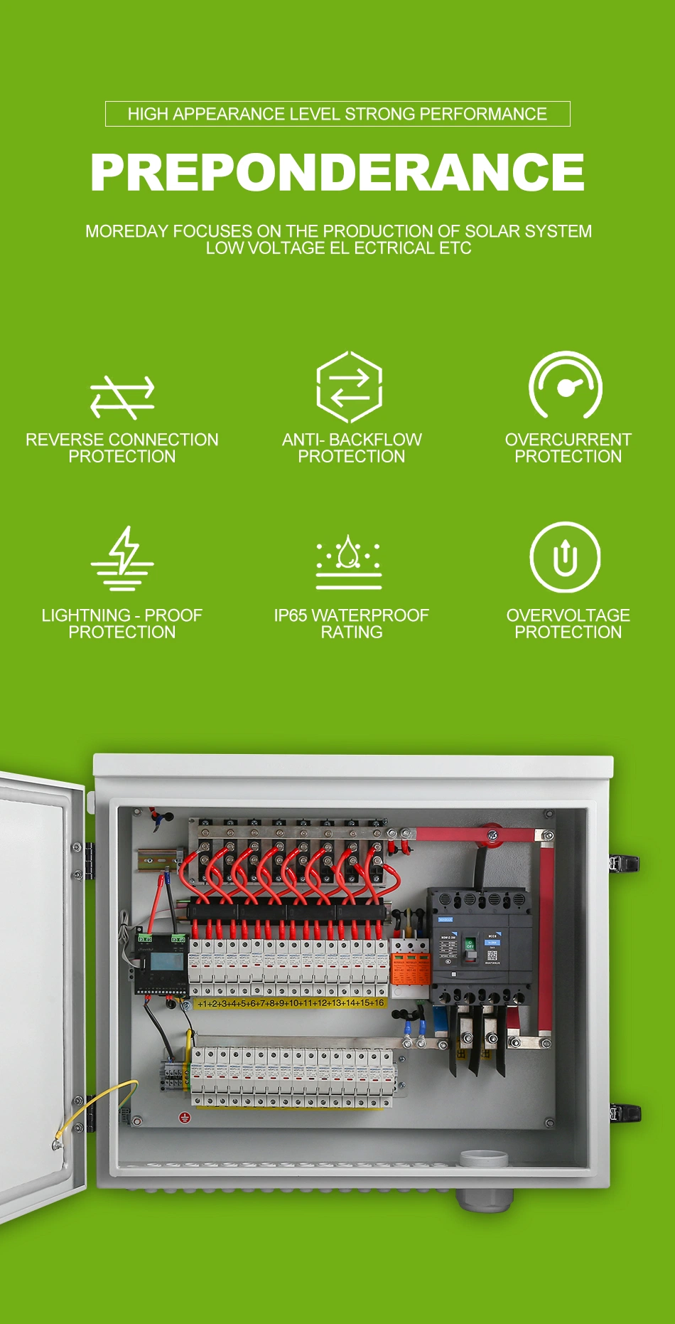 IP65 Waterproof High Protection Home Use Energy Solar DC Combiner Box