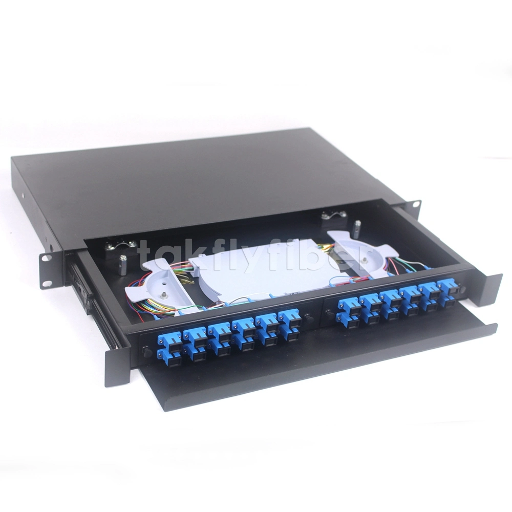 FTTH Sc/LC/St/FC24 Port Slidable Fiber Optic Rack Mount Distribution Frame