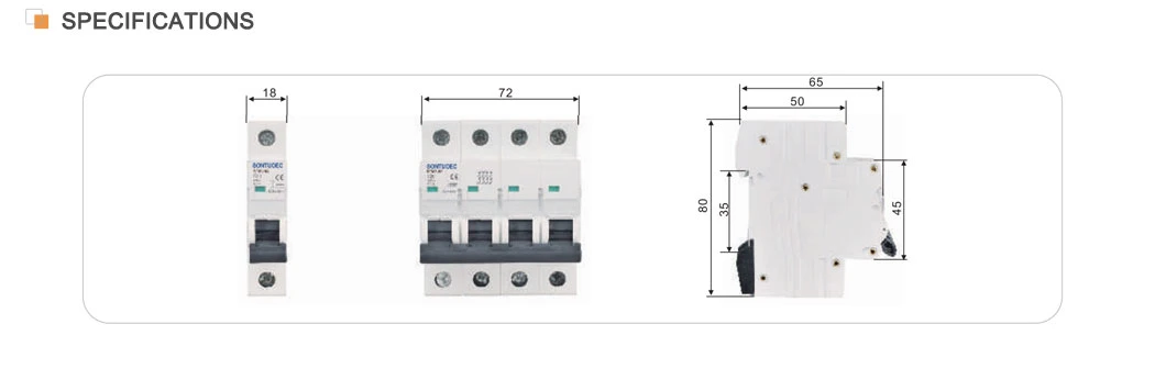 Busbar Connection Wire Type Stm3-63 Double Pole 6ka MCB Circuit Breaker