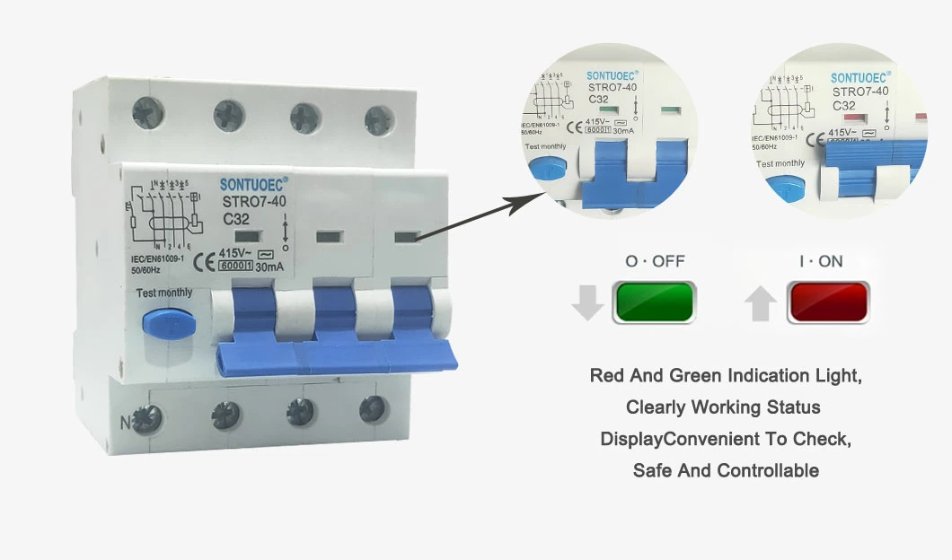 Single Phase RCBO Circuit Breaker, IEC/En61009 Standard Thermal Magnetic Circuit Breaker