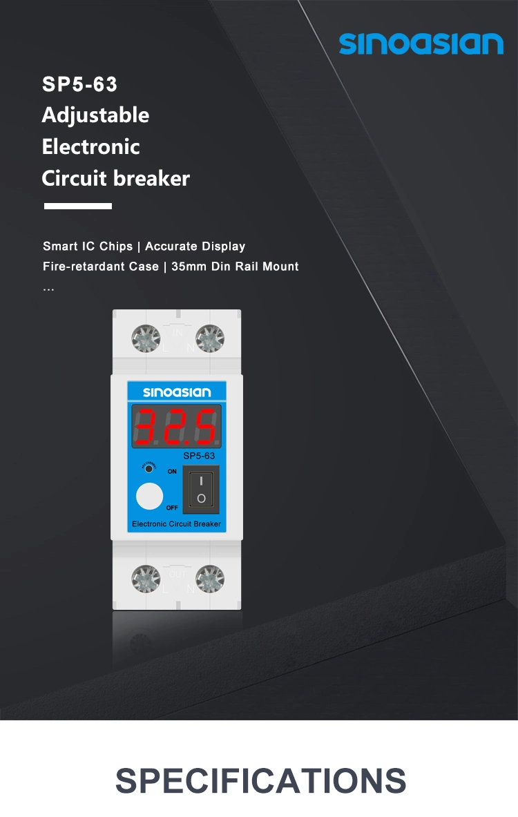 110-300V AC 20.8A Auto Reconnect Current Overload Electronic Circuit Breaker