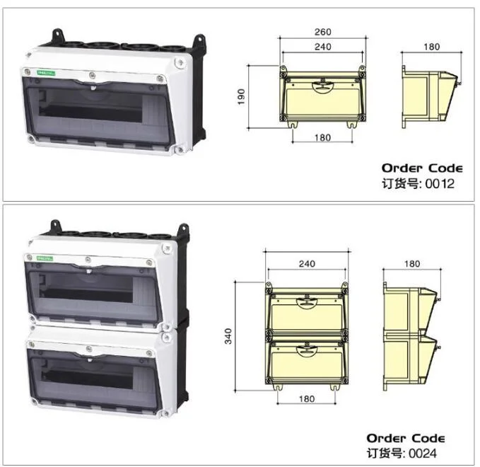 0048 IP66 Household Waterproof MCB Electrical Consumer Unit Box Distribution Panel Board