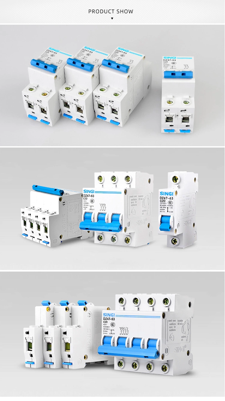 Manufacture Breakers Singi Single Phase MCB Low Voltage Circuit Breaker DC Dz47-63