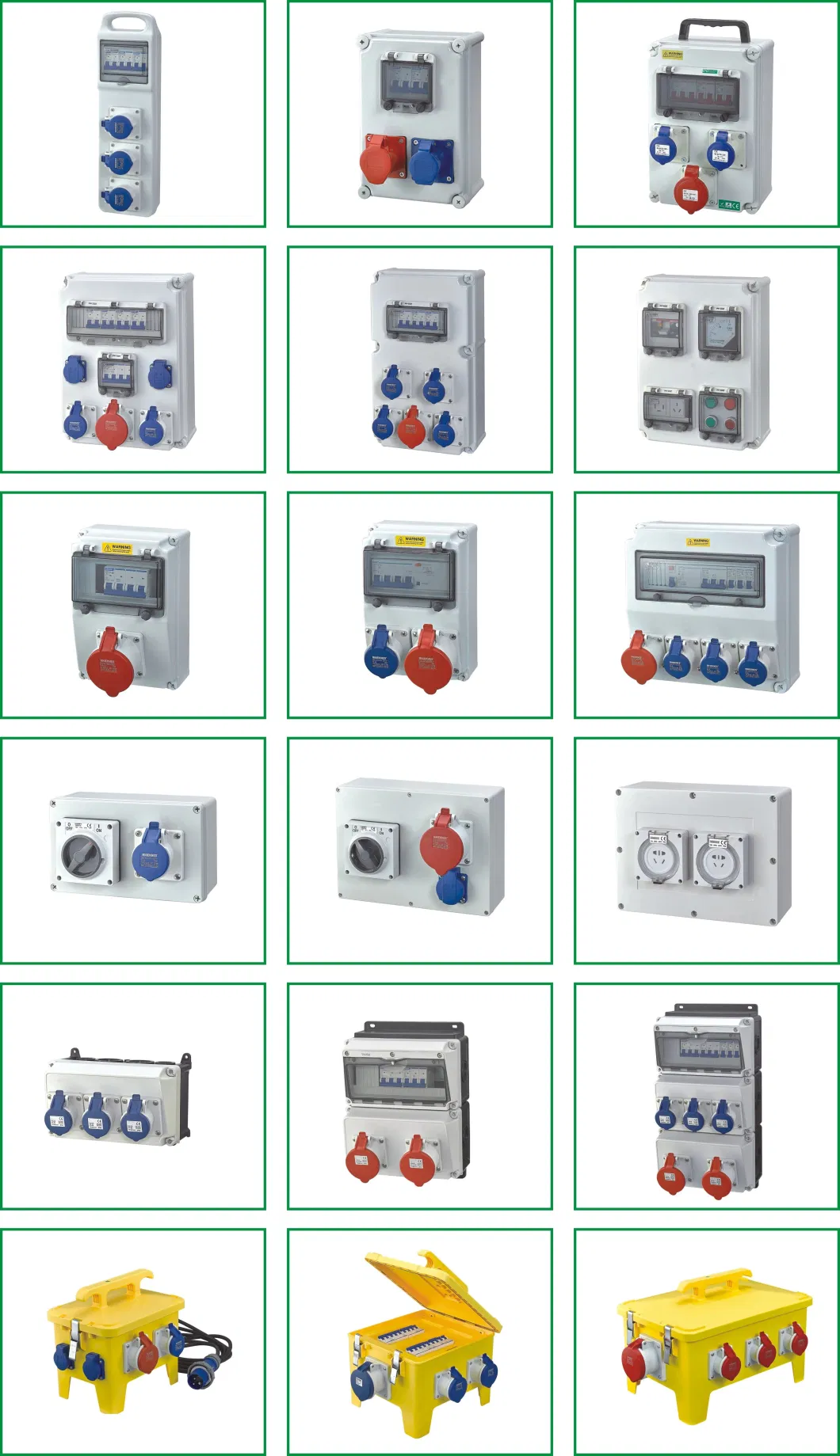 High Power Portable PC Box IP67 Plug Socket Distribution Board