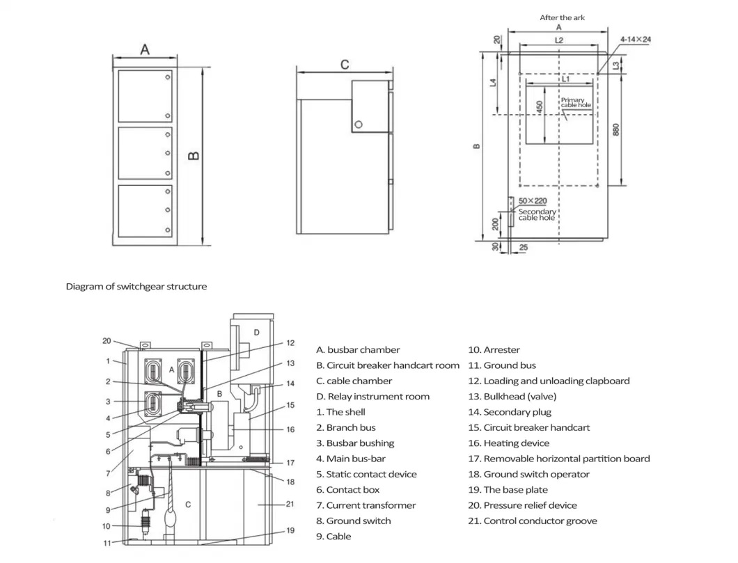 High/Medium Hv Mv Voltage 11kv 12kv AC Metal Clad Electrical Switchgear-Kyn28