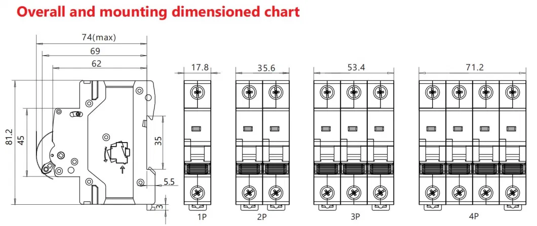 Geya Solar PV System Single Useful Phase DC MCB Plug in Type Breaker 20A Board 100A