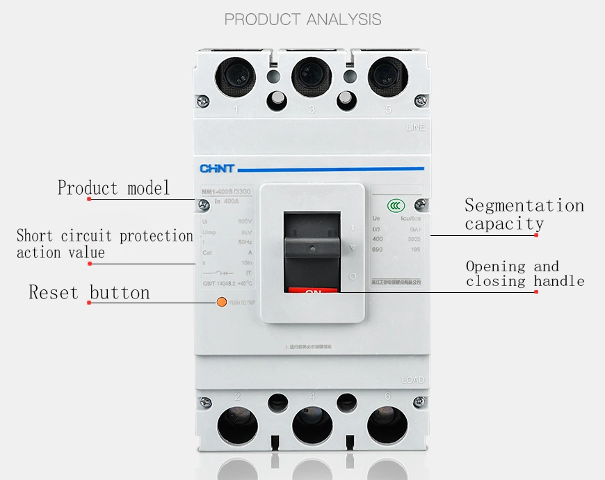 Nmi-125s/3300 Chint Electric Product 3p MCCB Circuit Breaker Switch 16A 20A 25A 32A 40A 50A 63A 80A 100A 125A