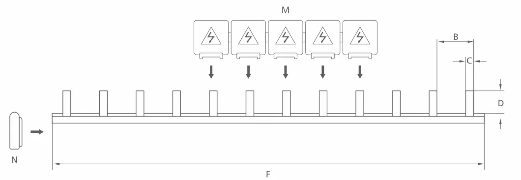 Geya 1p 63A Pin Type Copper Busbar for Distribution Box Circuit Breaker MCB 63A Connector Busbar Connection