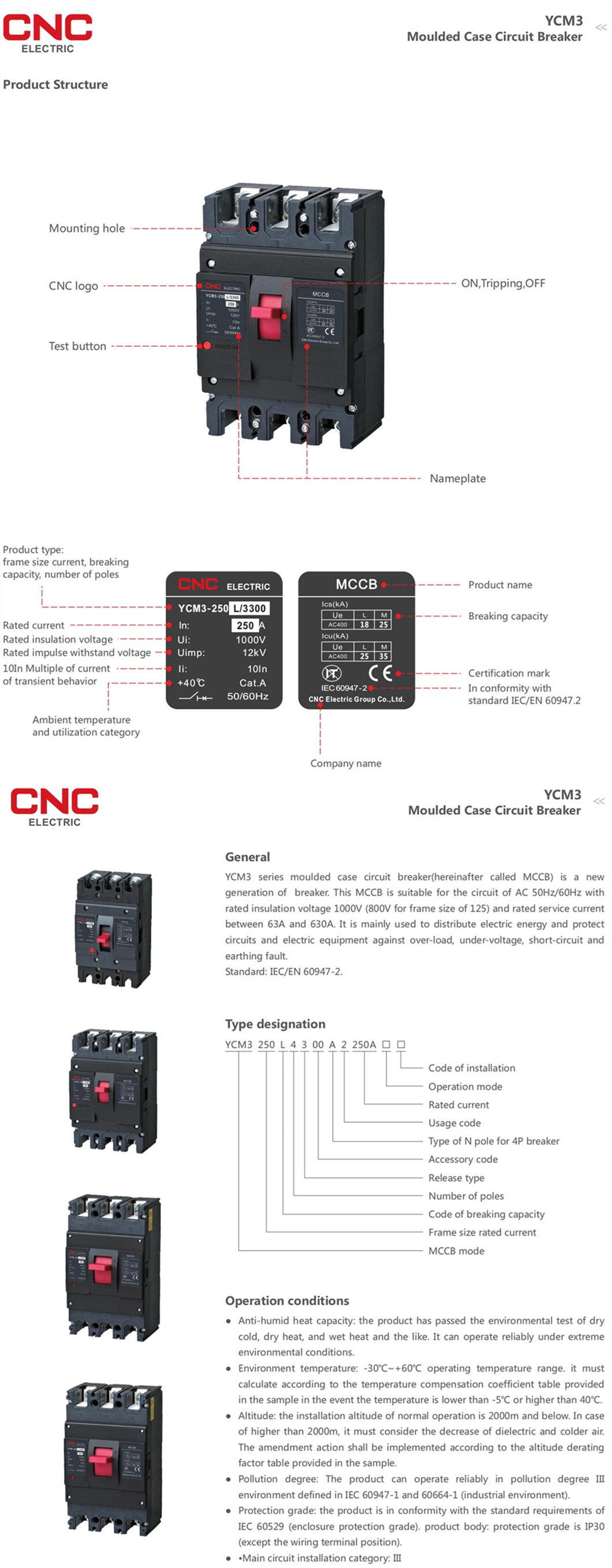 MCCB 1 Thermostat Mini Circuit Breaker Miniature Switch with Factory Price