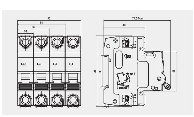 Dz47-63 AC 63A 1p Single Phase Circuit Breakers MCB