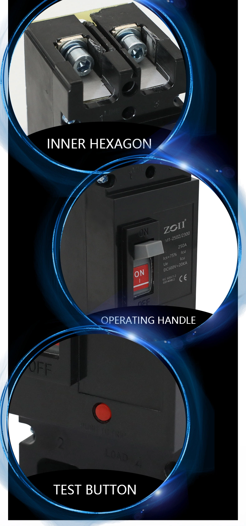 Zoii Electric CE Certificates DC Solar MCCB Breaker MCCB for Solar System