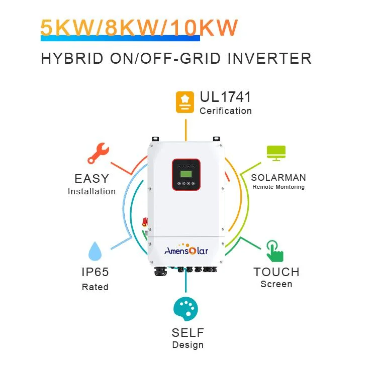 Amensolar Design for Us Split Phase 110V 120V Factory OEM 5kw on Grid Hybrid Solar Inverter