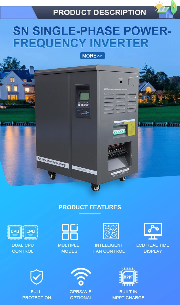 2023 Hot Selling Home Commercial 12 Volt 220 Volt Split Phase 11kw 8kw on Grid or off Grid Hybrid Solar Power or Energy System Inverter for Solar Panel System