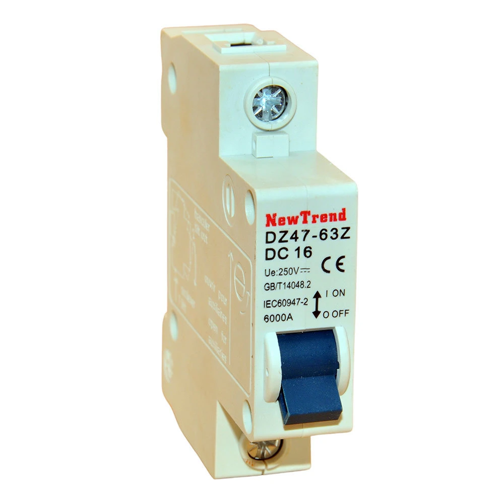 Dz47-63z DC Miniature Circuit Breaker 1A 2A 3A 4A 6A 10A 16A 20A 25A 32A 40A 50A 63A 1 Pole 2 Pole 3 Pole 4 Pole 12V 24V 60V 250V 500V 550V 750V 1000V DC MCB