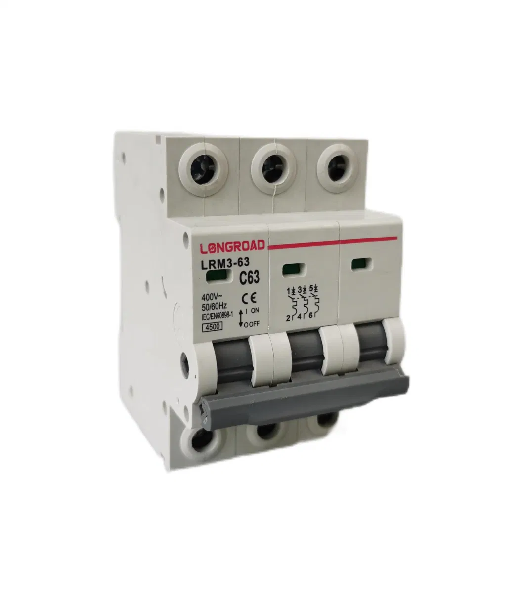 Dz47-63 Electronic Miniature Circuit Breaker Plastic Mini Circuit Breaker 3 Pole MCB