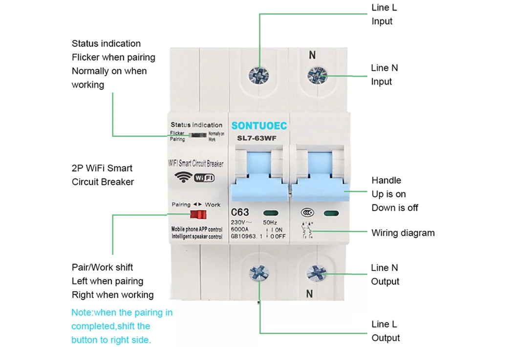 Smart Intelligent Circuit Breaker MCB Stl2-100 WiFi Control