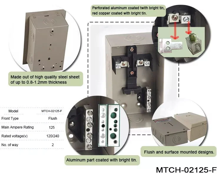 Gch 2way 70A Surface Enclosure Load Centers Breaker Box Flush Type CH Distribution Board