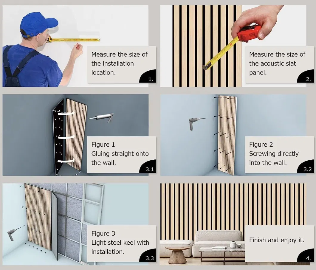 Euroyal Wood Veneer Slat 3D Acoustic Board Panel with Good Service