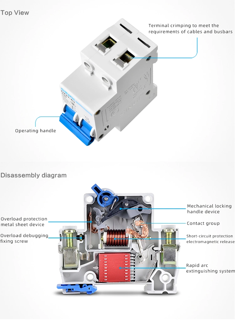 Dz47-63 Miniature Circuit Breaker MCB C45 Switch 6ka CE CB Test Approved