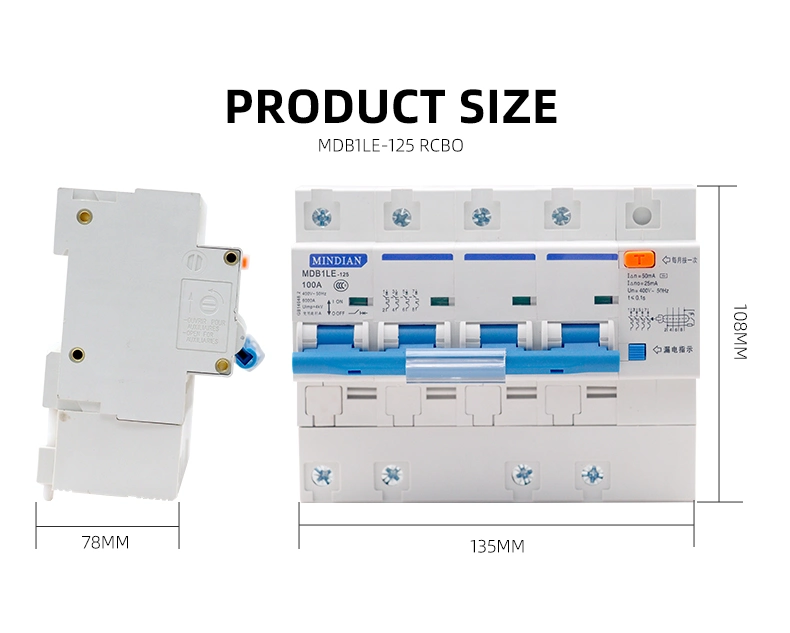 4 Poles RCBO 16A Tpn AC Type C Curve 4p RCBO Breaker 30mA Tripping Curve C RCBO Circuit Breaker UK Type B Elcd