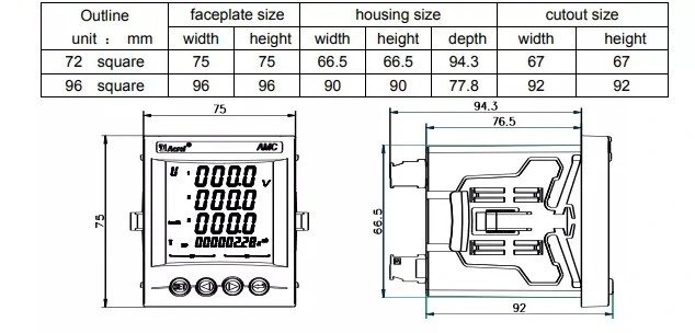 Acrel Amc96L-E4/Kc Digital AC Panel 3 Phase with RS485 Smart Monitoring Electronic Active Power Meter Kwh Meter