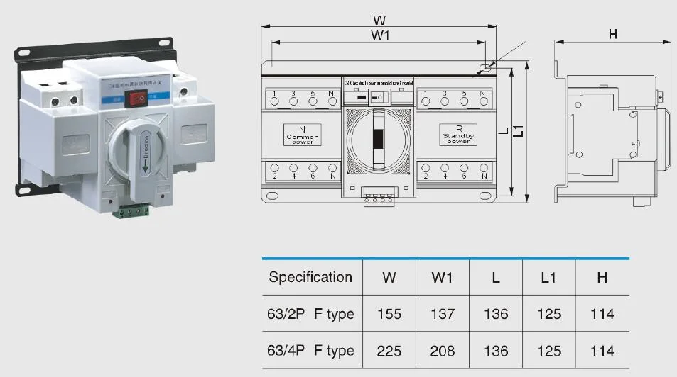 Mini CB 3 Phase Manual ATS Snq3-63A B ATS Double Power Source Automatic Transfer Switch