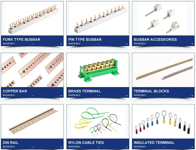 1/2/3/4 Pole Pin &amp; Fork Type CE Certified OEM ODM Electrical Copper Busbar for Mcbs