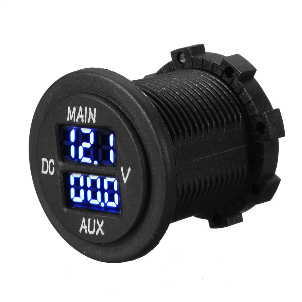 12V 24V Aux Main LED Digital Dual Voltmeter Voltage Gauge Battery Monitor Panel