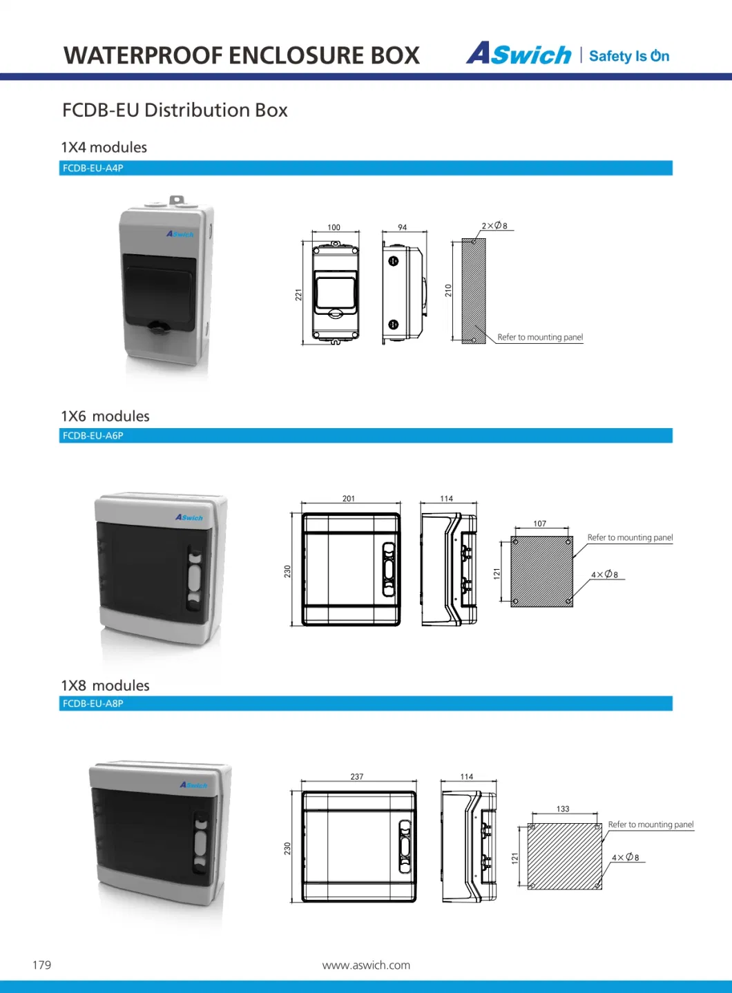 6 Way Flush Mounted Surface Mounted Fuse Box Electrical Distribution Boxes Junction Boxes for MCB Circuit Breaker Installation