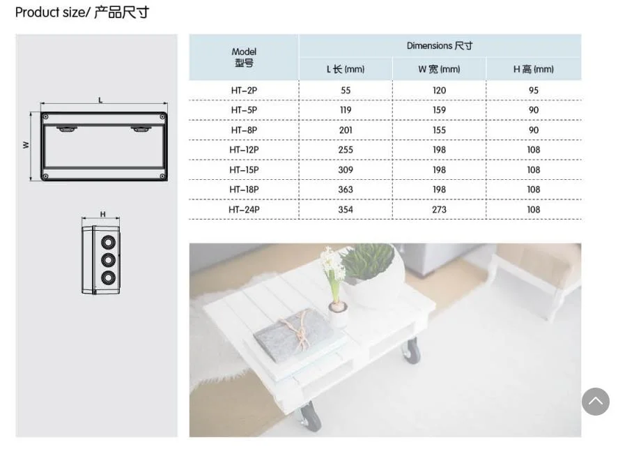 Ha-4 4 Ways Plastic PC+ABS Electrical Power MCB Circuit Breaker Distribution Box