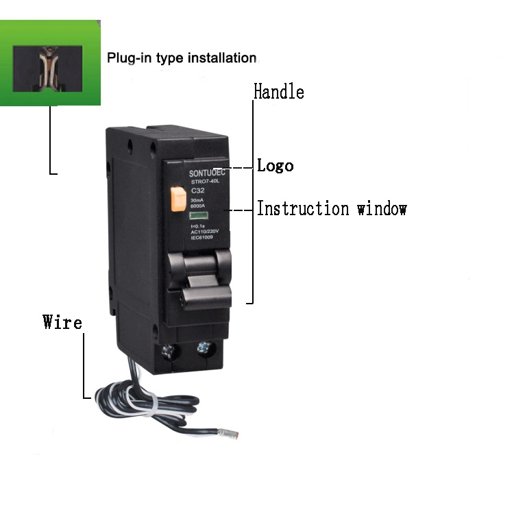 Middle Market 6ka 1p+N Plug in Type RCBO Black Color Circuit Breaker