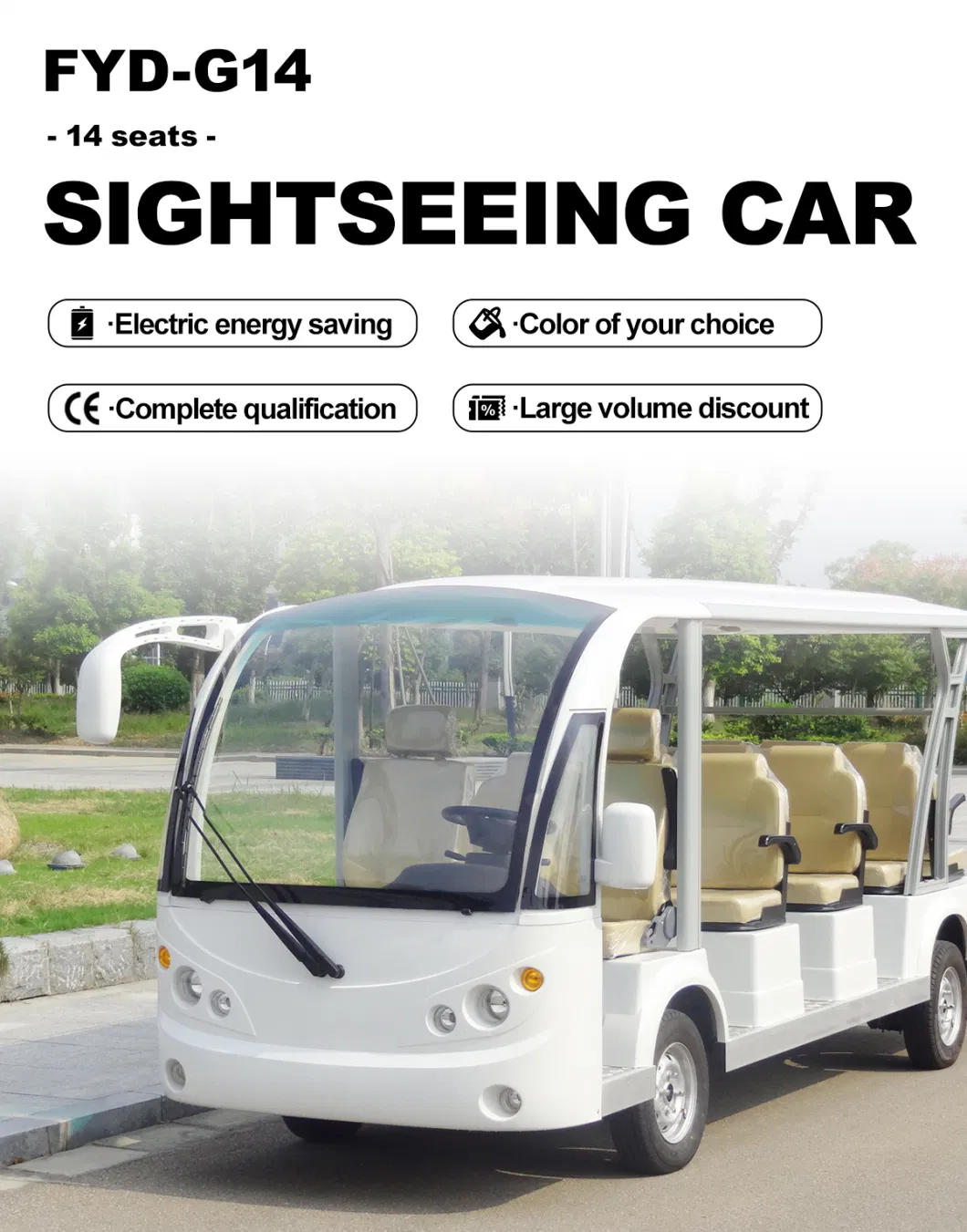 Customizable 14 Passenger AC Motor Electric Sightseeing Bus