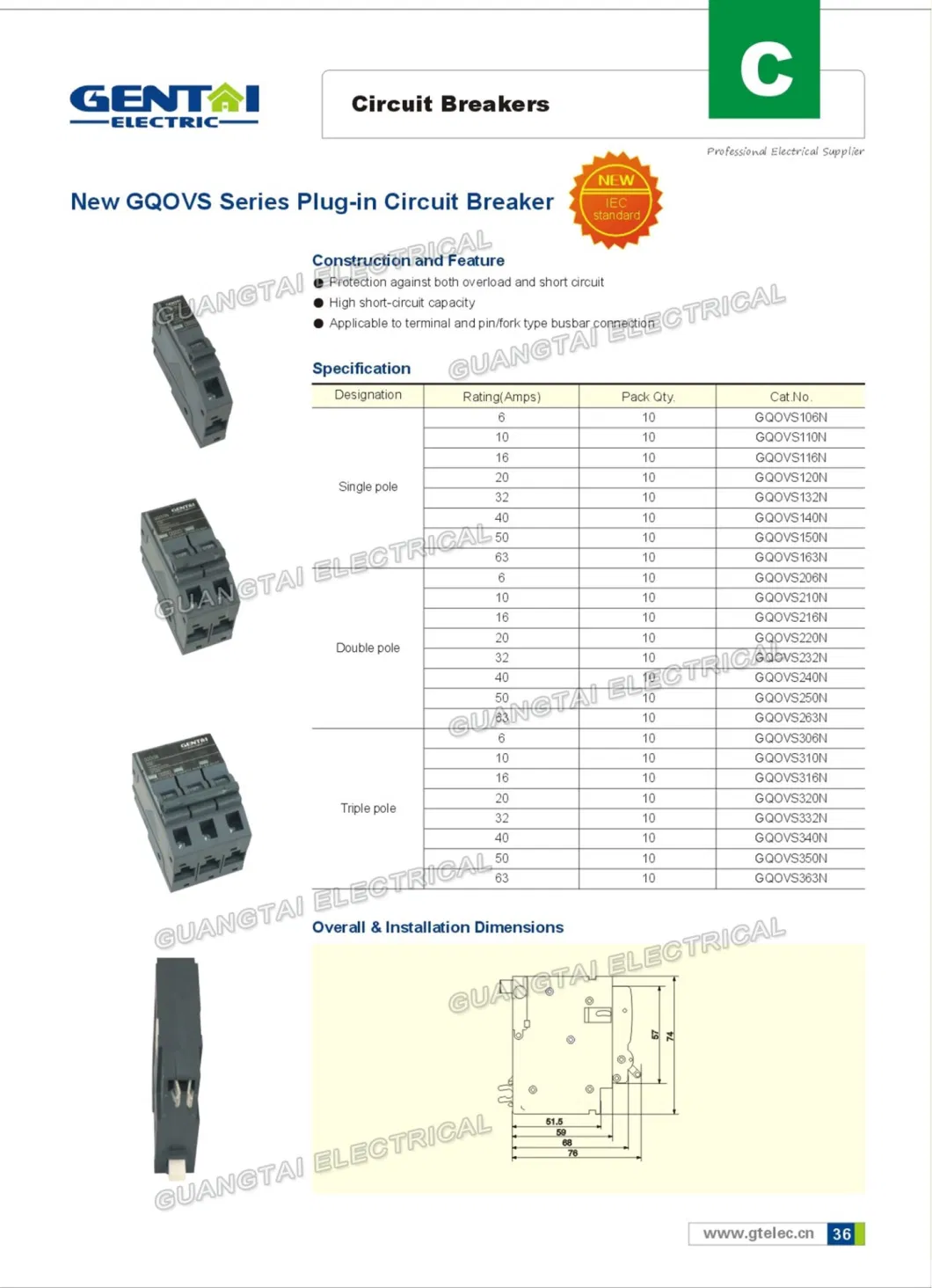 Good Quality D Type Qol8f 125A Plug in Panel Board