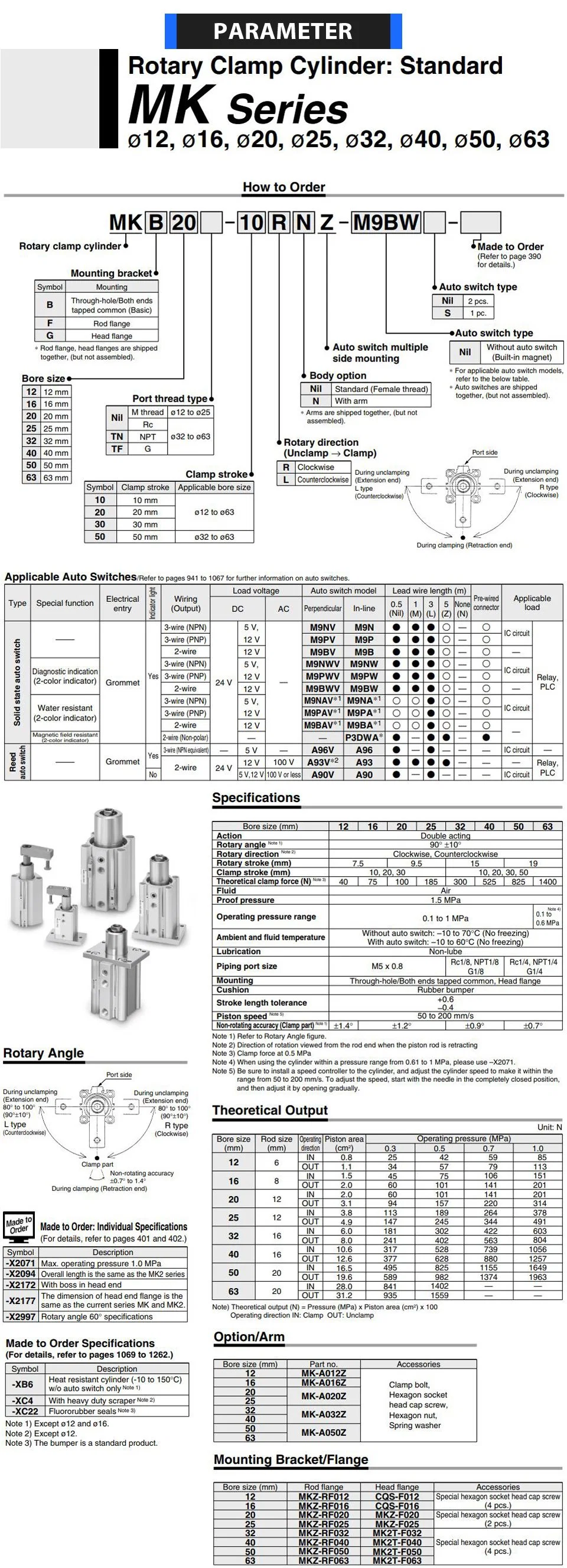 Double Acting Air Clamp Cylinder Mkb Arm 16mm Bore 10/20/30mm Stroke Pneumatic Clamping Cylinders