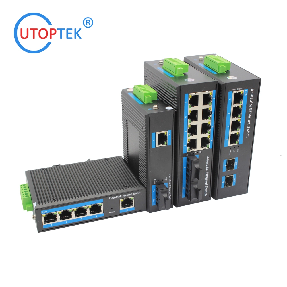 China Factory Utoptek Mini Unmanaged DIN Rail Industrial 5 Port 10/100m Switch Network