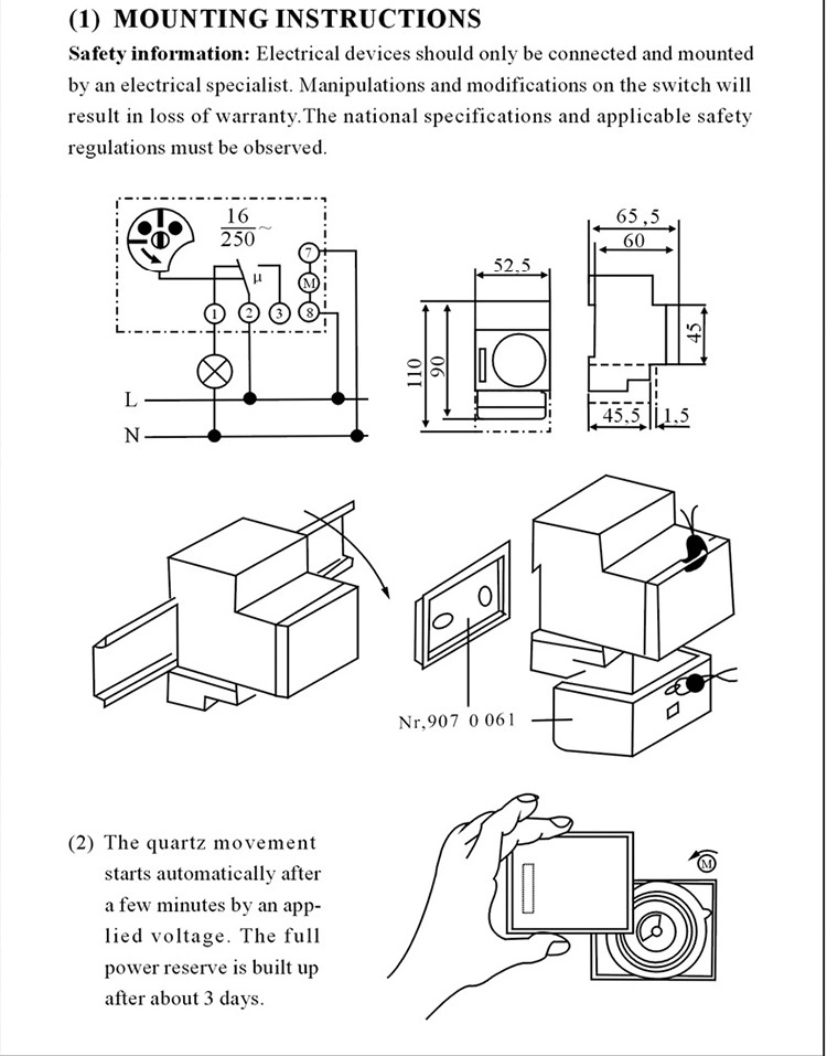 DIN Rail Mount Mini Setting 30 Minutes Sul181h Timer Switch