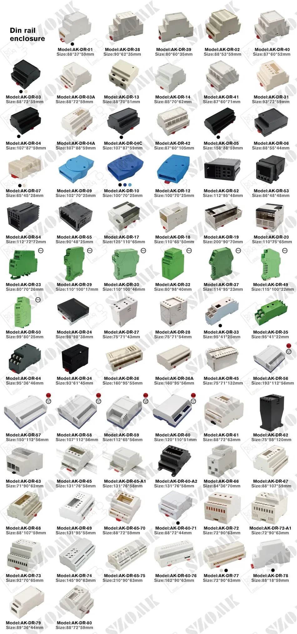 120*110*51mm DIN Rail Plastic Shell PLC Power Switch Instrument Enclosure Housing