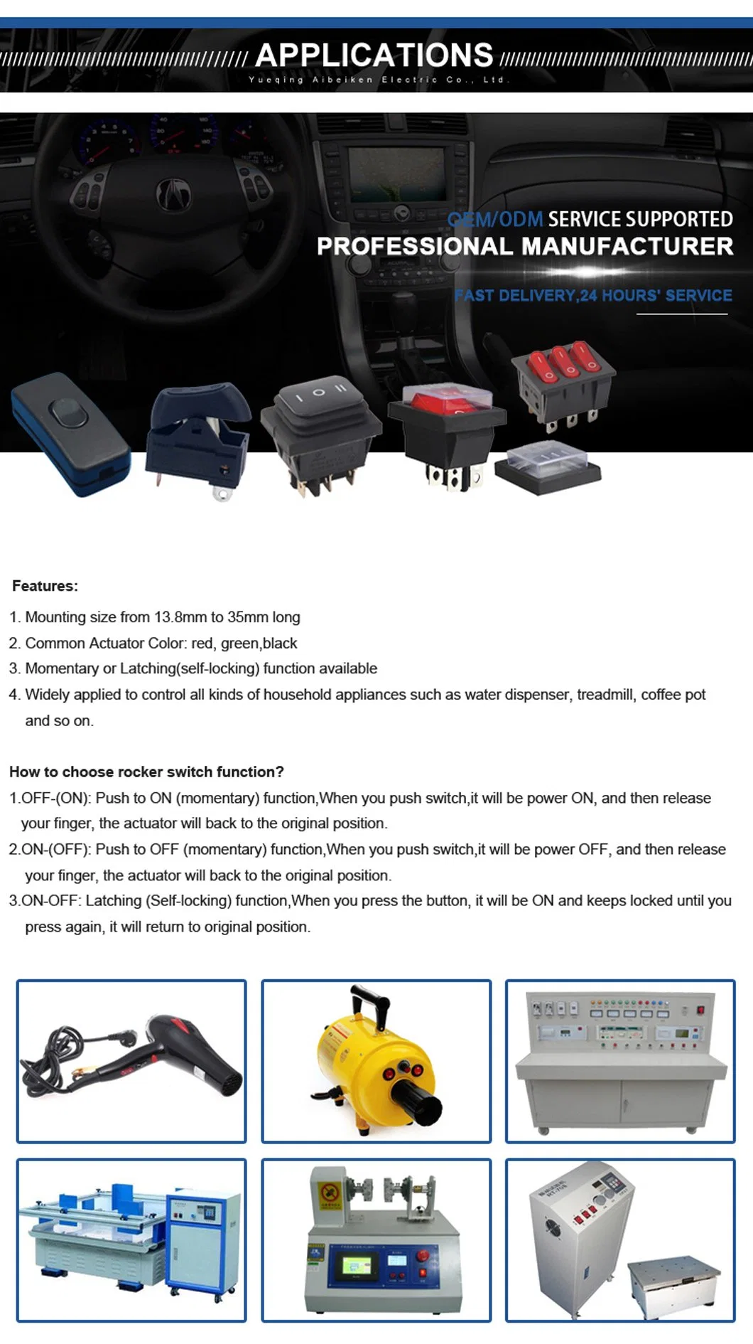 6A 250V AC on off 2pin Spst Mini Print 0 1 Round Electrical Rocker Switch