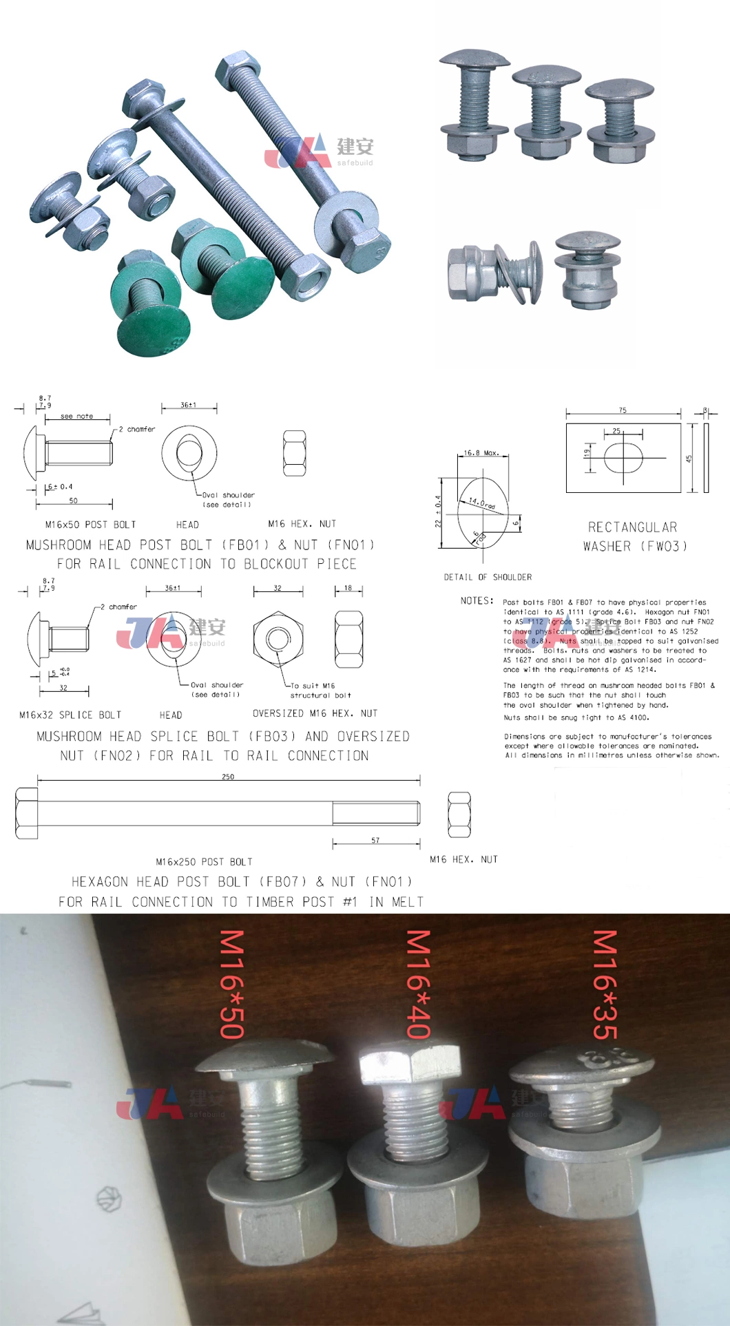 Highway Guardrail Accessories Steel Bolt and Nut for Sale