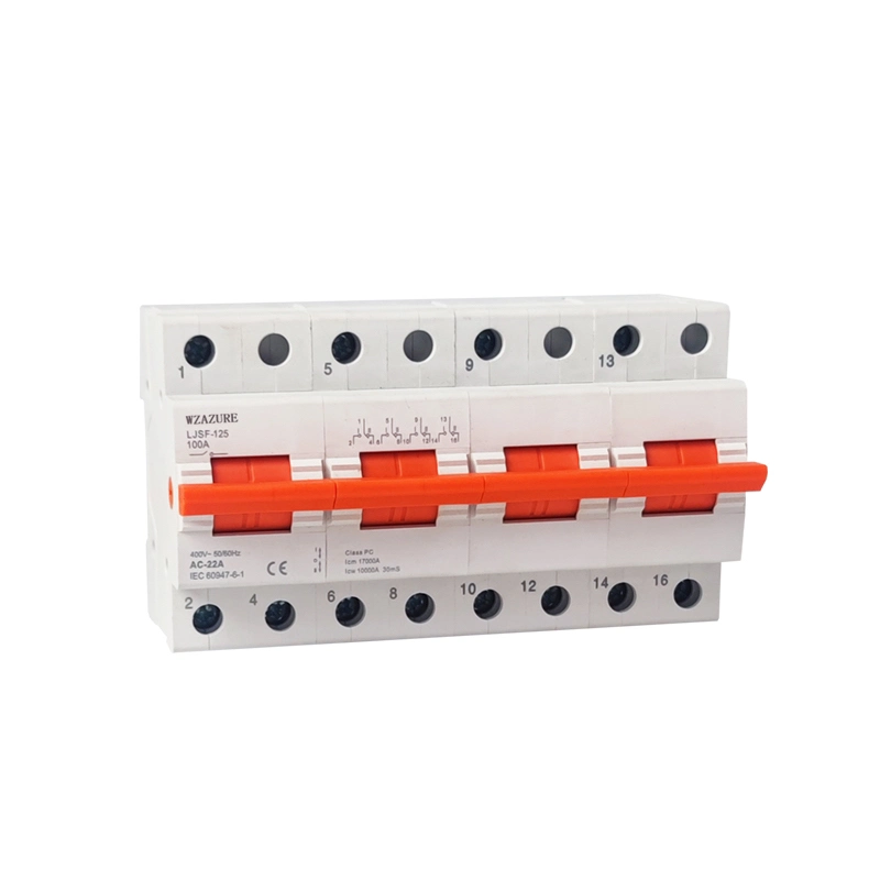 100A 125A 2p Modular DIN Rail Mini Changeover Switch 1-0-2 Manual Isolator Disconnector Switch